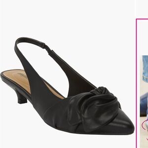Wide width Comfortview Black Knotted Slingback Kitten Heels Never Worn